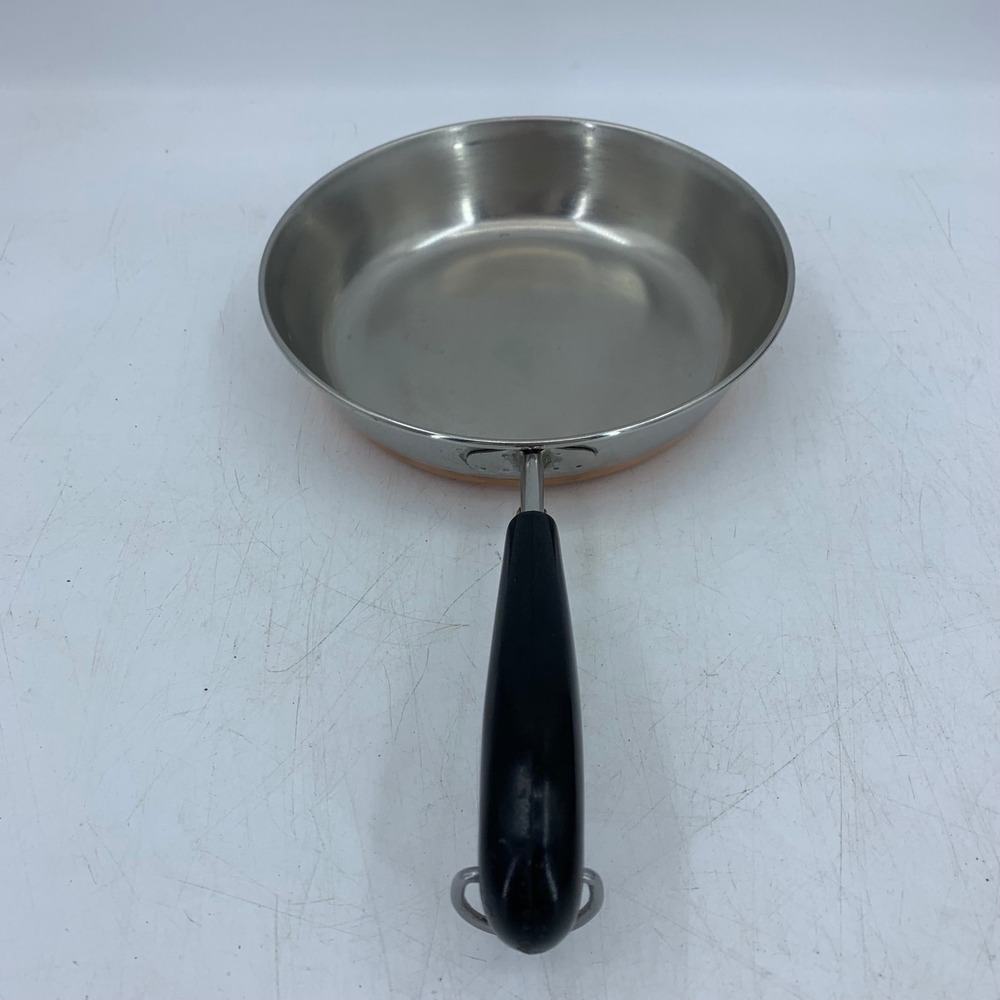 Vtg Revere Ware 7" Copper Bottom Stainless Skillet Frying Pan Clinton USA 1801